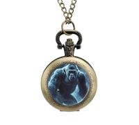 Gorillas Thunder Vintage Pocket Watches Roman Numerals Quaretz Watch with Chain Christmas Birthday Gifts Coppery-Style