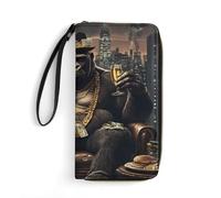 Gorillas Women's Wallet Leather Bifold Blocking Card Holder Trendy Ladies Clutch Purse with Hand Rope 19.7x10.5cm