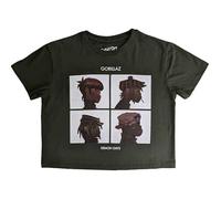 Gorillaz Crop Top T Shirt Demon Days Band Logo Official Womens Green
