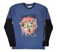 Gorillaz Group Circle Rise Layered Long Sleeve T Shirt XXL Blue