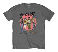 Gorillaz Group Circle Rise T-Shirt in Grey | Size: 2XL Gorillaz Grey 2XL