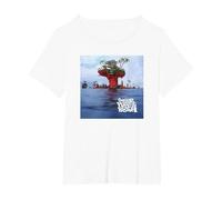 Gorillaz Plastic Beach LP Cover T-Shirt, Women's Plus, White, 2X