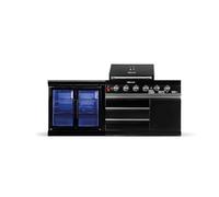 GORILLER FUSION Lite - Outdoor Kitchen - Stainless Steel Including Refrigerator, Sink Unit, Worktop, Rotisserie and Rain Hood, Outdoor Kitchen Black