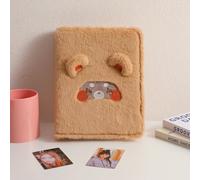 GorinsKani 3 Inch Plush Kpop Photo Card Holder Books, A5 Kpop Photocard Binder, Kpop Photo Card Binder A5 Binder Sleeves 30 Sheets 240 Pockets Mini Photo Card Album (Brown)