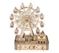 Gorise 3D Wooden Ferris Wheel Music Box Adult DIY Model Kit Mechanical Engineering Craft with Music Home Office Decor Birthday (28.8x24x14cm)