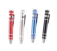 Gorise 4 Pcs 8 in 1 Mini Screwdriver, Four Colors Multitool Pen Handy Tool Magnetic Portable Crossing Flathead for Repairing Hand Tool