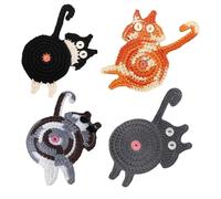 Gorise 4PC Drink Coaster Cat Gifts for Cat Lovers, Fun Woven Creative Coasters,Tabletop Protection Suitable for Kinds Cups