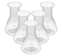 Gorise 5 Pcs Graduated Plastic Flask Laboratory Conical Flasks 50ml Transparent Plastic Laboratory Flasks for Science Experiments