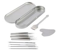 Gorise 9 Piece Blackhead Removal Tools Acne Pimple Extractor Kit Stainless Steel Pimple Remover Blackhead Tweezer Acne Needle for Face and Nose