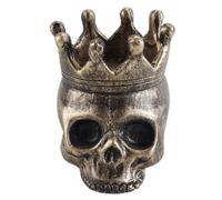Gorise Halloween Skull Candle Holder with Crown, Gothic Skeleton Resin Tea Light Holder for Diameters Within 5cm (Bronze)