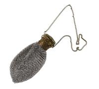 Gorise Handmade 1920's English Coin Purse, Metal Mesh Bag, Chain Mail Mesh Purse, Vintage Small Coin Bronze