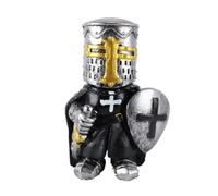 Gorise Knight Statue Resin Gnome Guard Garden Sculpture, Medieval Armor Gothic Statue, Templar Figurine for Garden 7 x 5.5 x 11.5cm
