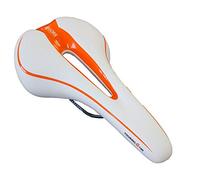 GORIX Bicycle Saddle Seat Comfortable Cushion with Rail Mountain Road Bicycle for Men and Women (GX-C19) (White × Orange)
