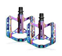 GORIX Bike Flat Pedals Oil Slick Wide Lightweight with Non-Slip Spike Pin Road Mountain MTB Bicycle(GX-FY251)