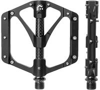 GORIX Bike Flat Pedals Wide CNC 3 Bbearings Carbon Fiber Center Tube Lightweight with Non-Slip Pin Spike Road Mountain MTB Bicycle (GX-FX356)