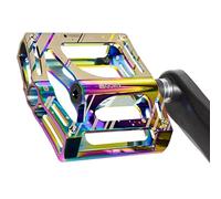 GORIX Bike Flat Pedals Wide CNC 3 Bbearings Lightweight with Non-Slip Pin Spike Oil Slick Road Mountain MTB Bicycle (GX-FY709)