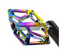 GORIX Bike Flat Pedals Wide CNC 3 Bbearings Lightweight with Non-Slip Pin Spike Oil Slick Road Mountain MTB Bicycle (GX-FX181)