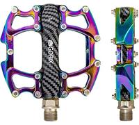 GORIX Bike Flat Pedals Wide CNC Lightweight with Non-Slip Pin Spike Oil Slick Road Mountain MTB Bicycle (GX-Fi777)