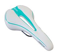 GORIX Bike Saddle Seat Comfortable Cushion with Rail Mountain Road Bicycle for Men and Women (GX-C19) (White×Celeste)