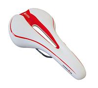 GORIX Bike Saddle Seat Comfortable Cushion with Rail Mountain Road Bicycle for Men and Women (GX-C19) (White×Red)