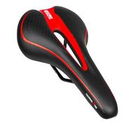 GORIX Bike Saddle Seat Comfortable Cushion with Rail Mountain Road Bicycle for Men and Women (GX-C19) (Black×Red)