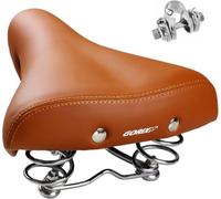 GORIX Bike Saddle Seat Suspension Thick-Padded Cushion Shock Absorption Mountain Road Bicycle Brown (GO-Comfort S1)