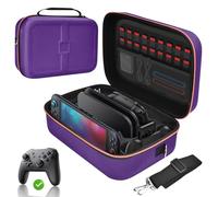 Gorixer Switch Case for Nintendo Switch 2/1 /OLED, Portable Travel Carry Case All-in-One Deluxe Storage Bag with 18 Game Card Slots for Console & Accessories - Purple