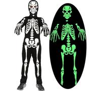 Gorkonpy Skeleton Costume Kids Boys Glow in The Dark Skull Scary Halloween Costume for Boys and Girls (12-14 Years)