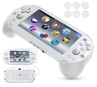 Gorliskl Hand Grip Handle Joypad Protective Case with L2 R2 Trigger Button Grip Shell Controller Protective Case for Sony Playstation PS Vita 2000 PSV 2000 PS Vita Slim.（White）