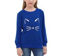 GORLYA Girl's Pullover Tops Cute Cartoon Graphic Print Sweatshirt Clothes for 4-14 Years Kids - Blue - 9-10 Years
