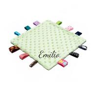 gorm Personalised Tag Comfort Blanket Baby,Custom Name Baby Comforter with Colorful Taggies, Tag for Babies Soft Touch Comfort Blanket for Newborn Boys and Girls (Type-6,25 * 25cm)