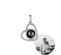 gorm Photo Custom Pendant Heart Shaped Projection Necklace for Women Pendant Family Memory Christmas Day Valentine's Gift (Type A Silver,1pcs)