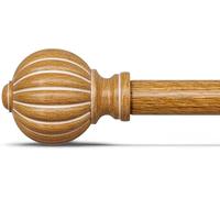 Gormena Curtain Poles for Windows, Adjustable Metal Drapery Rod 80-148cm,2.54cm Diameter Heavy Duty Pole,Vintage Imitation Wood Grain Decorative Drapery Rods with Pumpkin Finials for Bedroom