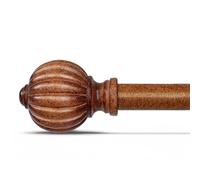 Gormena Curtain Poles for Windows, Adjustable Metal Drapery Rod 80-292cm,2.54cm Diameter Heavy Duty Pole,Vintage Imitation Wood Grain Decorative Drapery Rods with Pumpkin Finials for Living Room