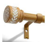 Gormena Dark Wood Curtain Pole Extendable 80-148cm,25mm Diameter,Adjustable Extra Long Heavy Duty Window Treatment Rods,Rustic Decorative Drapery Rods,Boho Style for Bedroom Living Room