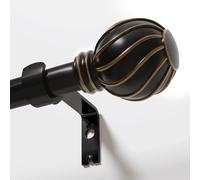Gormena Matte Black Curtain Poles, Adjustable Curtain Pole 80-148cm for Window,22mm Diameter,Short Heavy Duty Curtain Rod with Brackets,Vintage Finials,Easy Installation.