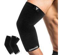 GORNATION Elbow Compression Sleeves, Forearm Compression Sleeves, 2x Arms Sleeves for Fitness, Weightlifting, Bodybuilding, Calisthenics, & Sports, Elbow Braces for Men & Women - 1 Pair, Black, M