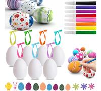 GORNNEW Easter Eggs Decorations Kit, 25PCS DIY Easter Eggs with Rabbit Stickers Color Pen for Crafts Painting