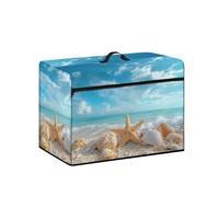 Goronwyfloyd Blue Sky and Starfish Shell Dust Cover for Sewing Machine, Sewing Machine Cover with Pockets for Extra Accessories Compatible with Brother and Singer Sewing Machine