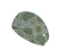 Goronwyfloyd Green Mandala Stripes Headbands with Button Stretch Headband Portable Hair Band Turban Workout Hairband Girls Accessories Soft and Skin Friendly