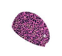 Goronwyfloyd Leopard Pink Nurse Button Headband Women's and Men's Turban Non-Slip Workout Headbands Hair Bands Protect Your Hair and Ears Suitable for Sport Hospital Yoga and Spa
