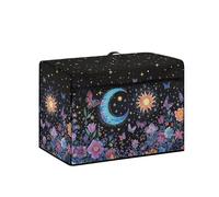 Goronwyfloyd Magic Moon Sun and Flowers Sewing Machine Dust Cover, Protective Cover with Handle and Sewing Utensils Bags Compatible with Standard Singer, Brother Sewing Machines