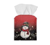 Goronwyfloyd Snowman Music Note and Star Tissue Box Protector Cover PU Leather Tissue Box Cover Square Tissue Organizer Suitable for Home Indoor Office and Bathroom Xmas Decoration