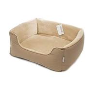 Gorpets Ultima Dog Bed with Supports - Removable Washable Bed Cover - Linen Calming Dog Bed - Large (70 X 60 X 55 cm) - Beige