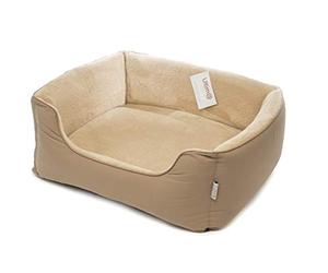 Gorpets Ultima Dog Bed with Supports - Removable Washable Bed Cover - Linen Calming Dog Bed - Large (70 X 60 X 55 cm) - Beige
