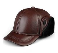 Gorros de invierno, Gorro de aviador para Hombre, con orejeras, de Cuero, impermeable, resistente al Viento, para esquí y Nieve, para invierno(Red-59-60cm) (Red 57)