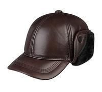 Gorros de invierno, Gorro de aviador para Hombre, con orejeras, de Cuero, impermeable, resistente al Viento, para esquí y Nieve, para invierno(Red-59-60cm) (Coffee 55)
