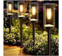 Gorrzai Bright Solar Pathway Lights Outdoor 8 Pack Solar Lights Outdoor LED Waterproof with 3000K Tungsten Filament Bulb Landscape Lighting for Yard, Driveway, Garden, Walkway, Lawn, Path