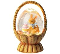 Gorrzai Easter Snow Globe Lantern Bunny Easter Decorations for Home with Timer Swirling Glitter, Lighted Indoor Decor Gifts with Basket Eggs, USB or Battery Operated