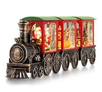 Gorrzai Train Snow Globe Christmas Snow Globe Lantern with Auto 6H Timer and Manual Glitter, Lighted Christmas Decorations Indoor with Santa Claus Reindeer Tree for Home Tabletop, Battery Operated